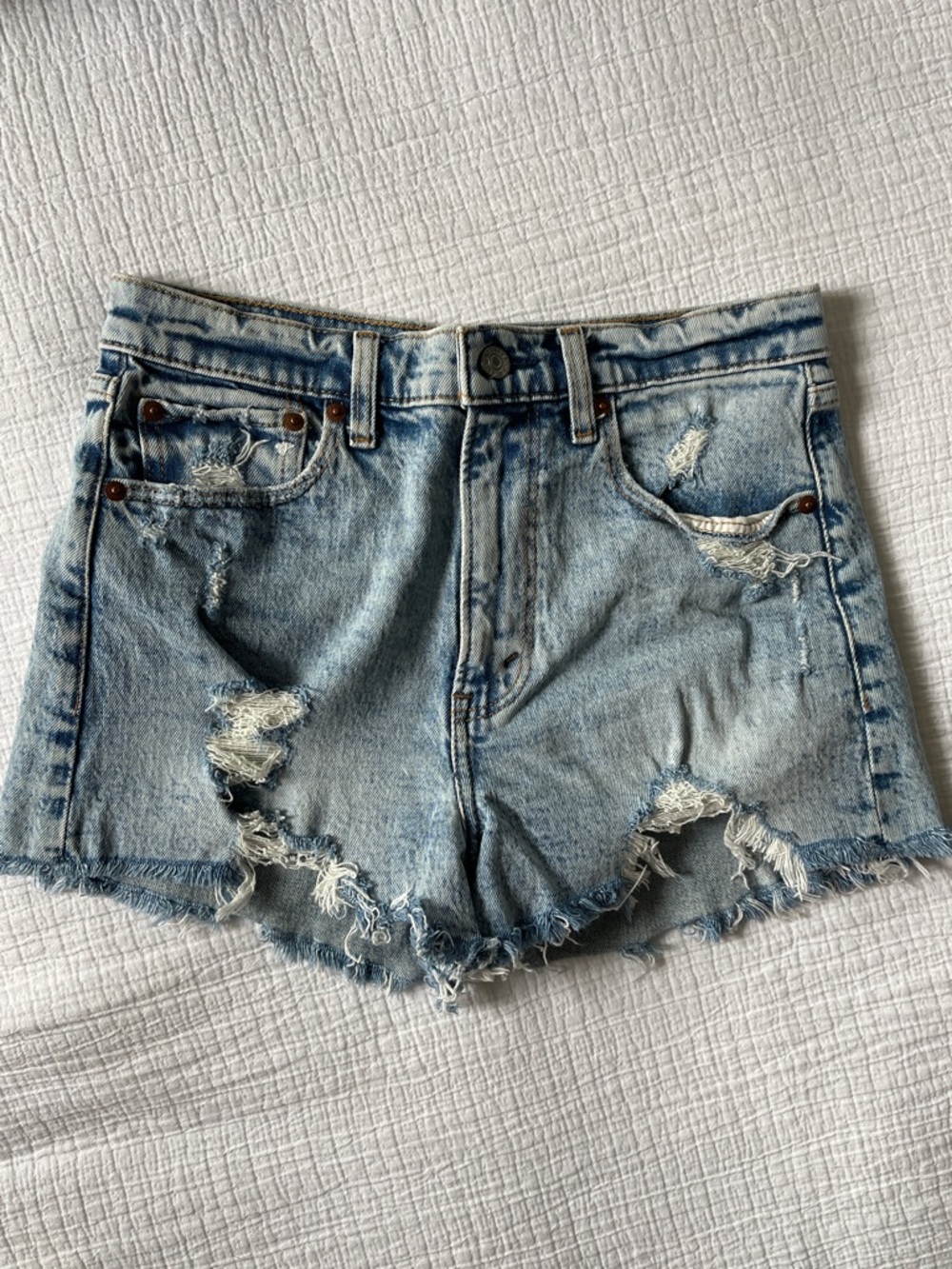 Abercrombie & Fitch Mom Short High Rise Distressed Denim Shorts